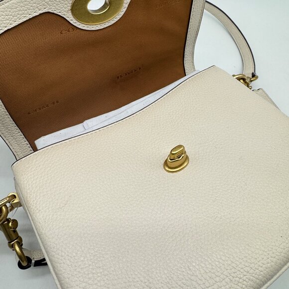 COACH Cassie 19 pebbled leather top handle small crossbody bag - White - Picture 10 of 14